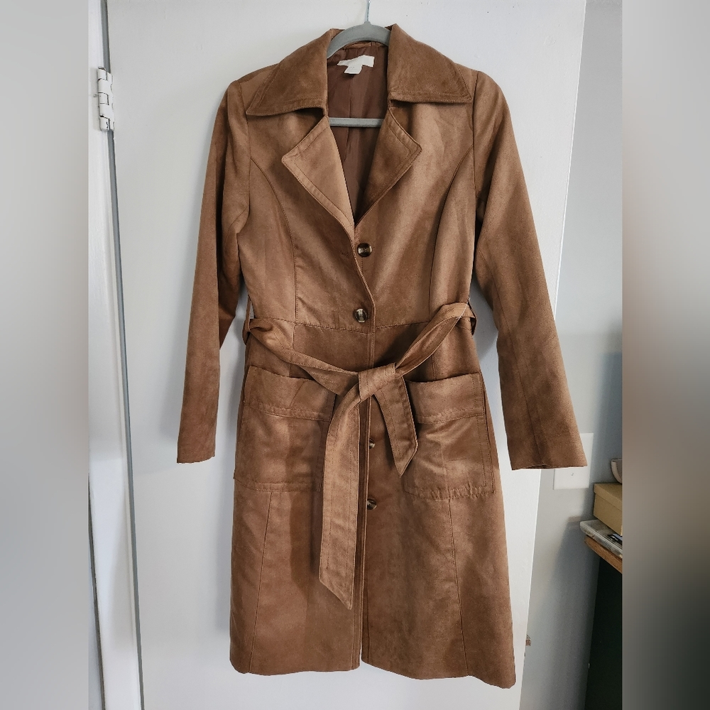 An H&M Cognac Suede Pea coat size 8